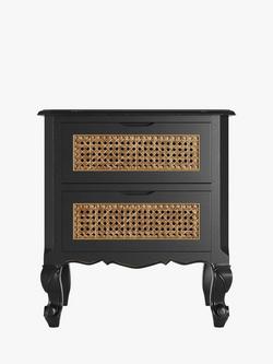 Laura Ashley Montpellier 2 Drawer Bedside Table, Black - view 2, Black