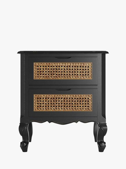 Laura Ashley Montpellier 2 Drawer Bedside Table, Black - view 2, Black