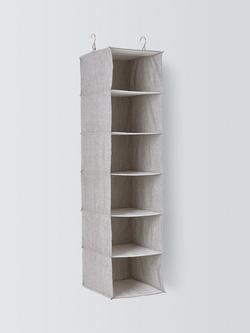 John Lewis Polyester Hanging Shelves, 6 Compartments, Mid Grey, Mid Grey