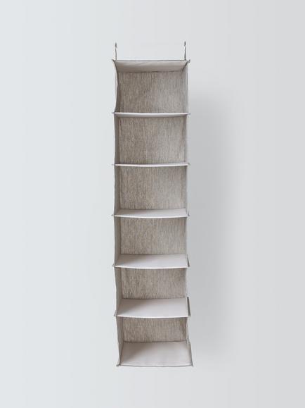 John Lewis Polyester Hanging Shelves, 6 Compartments, Mid Grey - view 2, Mid Grey