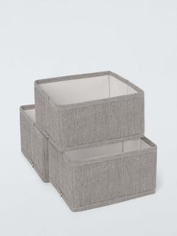 John Lewis Storage Box, Set of 3, Mid Grey, Mid Grey