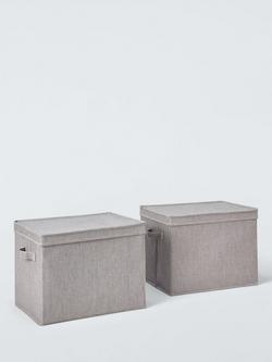 John Lewis Collapsible Lidded Storage box, Set of 2, Grey, Mid Grey