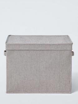 John Lewis Collapsible Lidded Storage box, Set of 2, Grey - view 2, Mid Grey