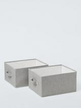 John Lewis Storage Boxes, Set of 2, Mid Grey