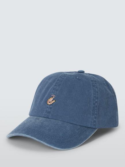 John Lewis Embroidered Shrimp Cotton Baseball Cap, Denim Multi - view 2, Denim Multi