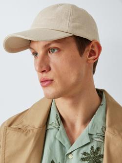 John Lewis Linen Blend Baseball Cap, Stone, Stone