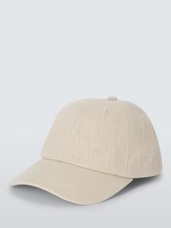 John Lewis Linen Blend Baseball Cap, Stone - view 2, Stone