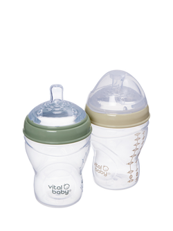 Vital Baby Nurture Breast-Like Bottle, Pack of 2, 240ml, Multi, Multi
