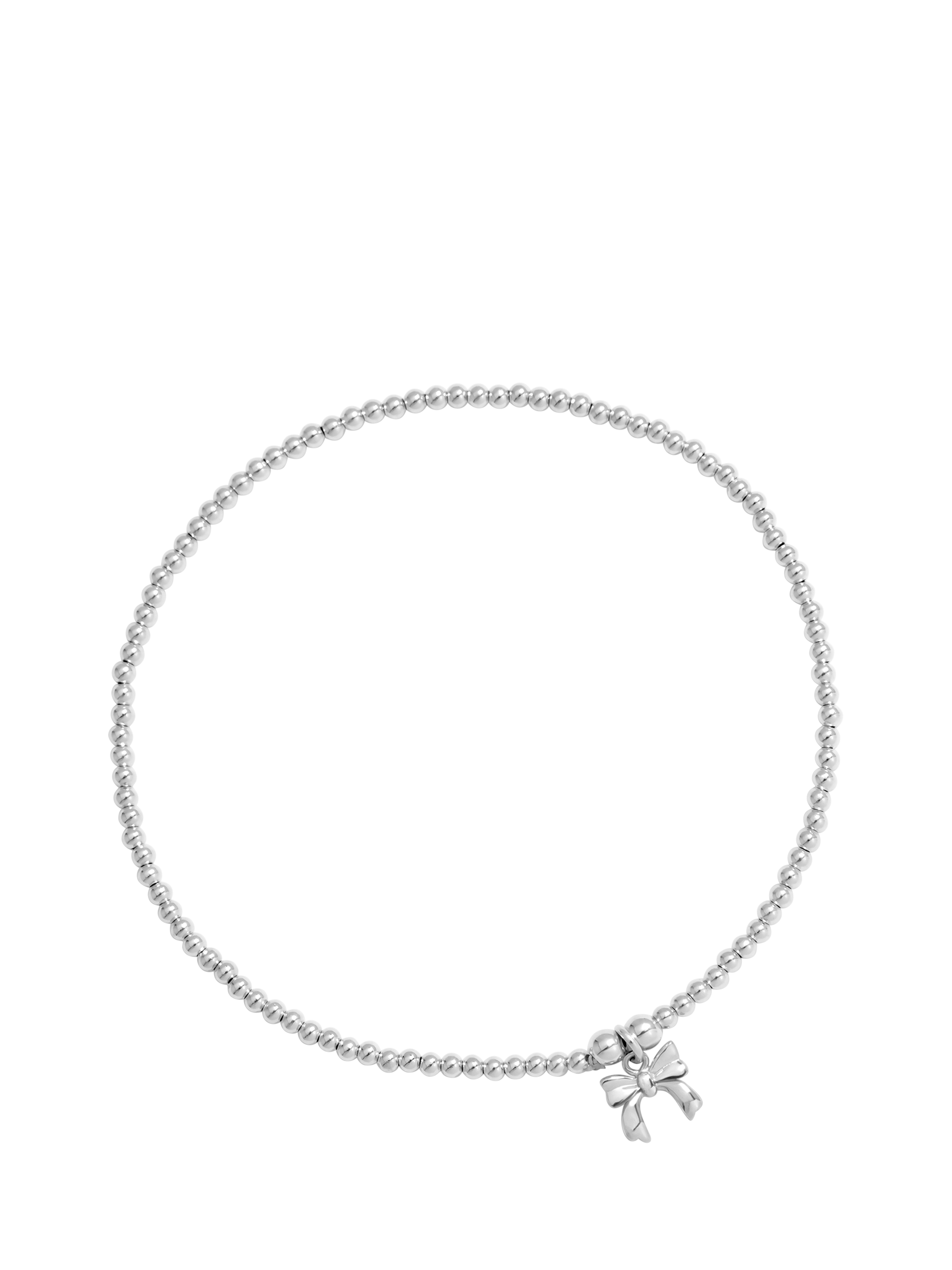 Product image 1 of 3, which shows Simply Silver Bow Charm Stretch Bracelet, Silver