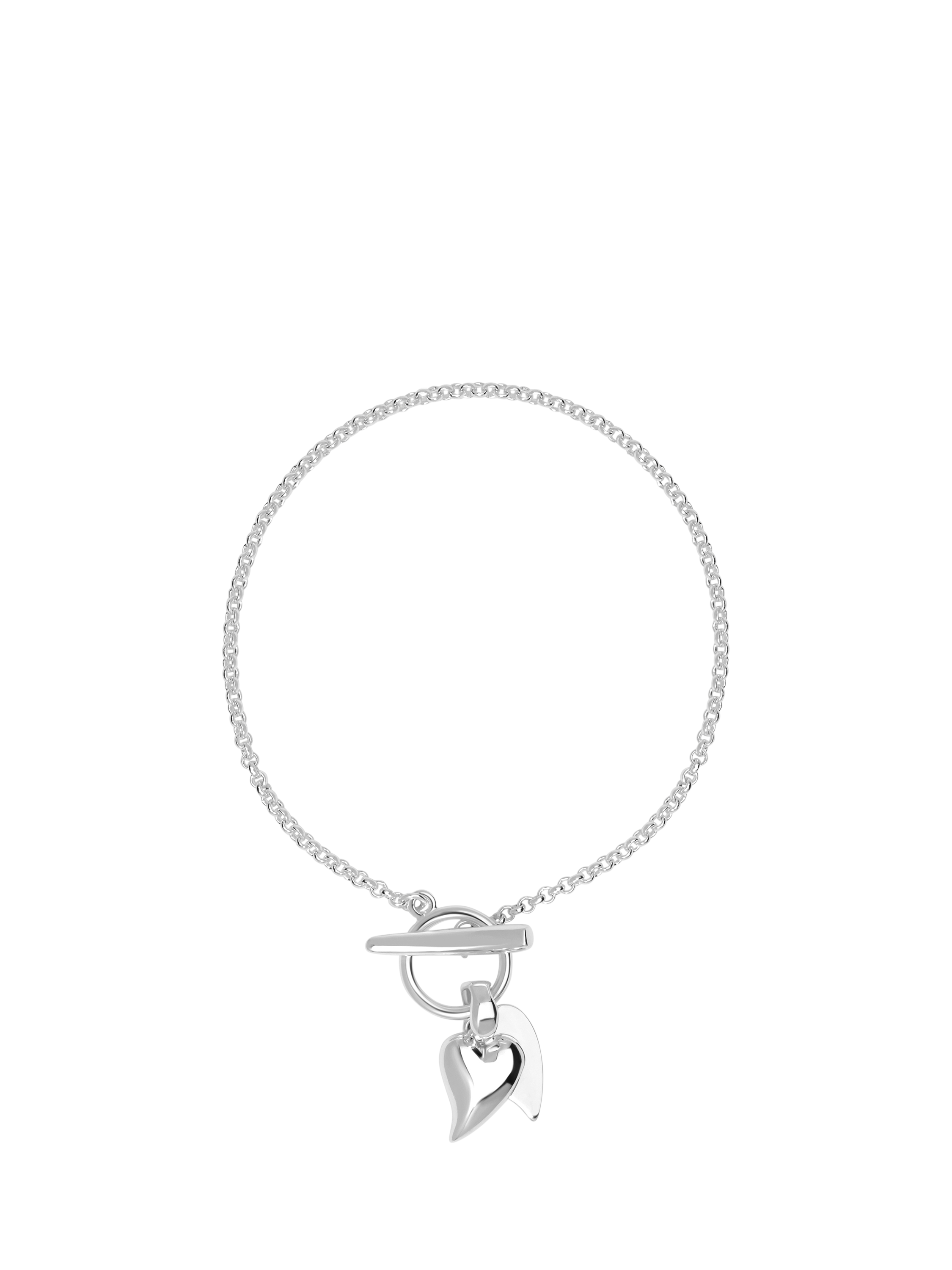 Product image 3 of 4, which shows Simply Silver Heart Charm T-Bar Chain Bracelet, Silver