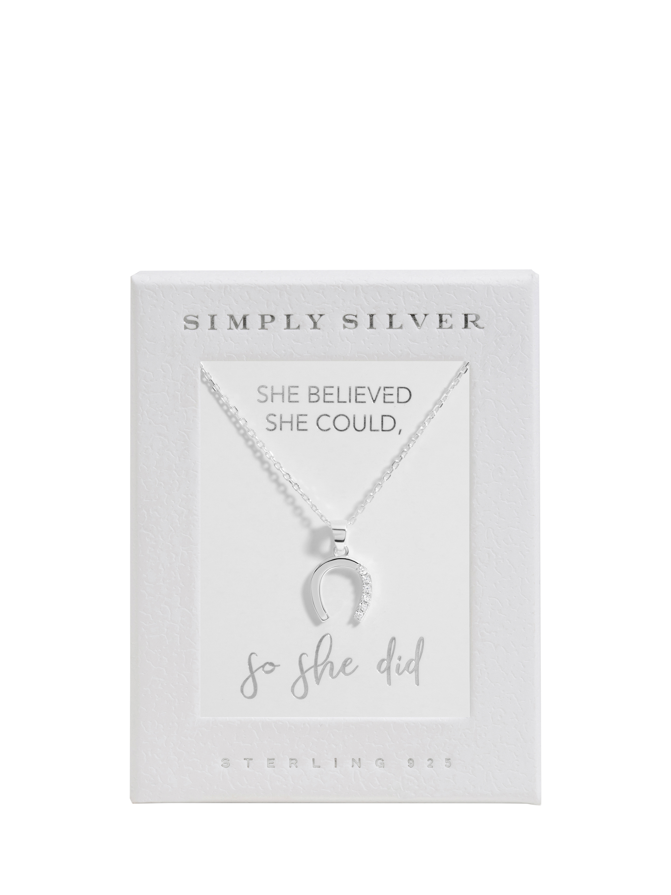 Product image 2 of 3, which shows Simply Silver Cubic Zirconia Horseshoe Pendant Gift Box, Silver