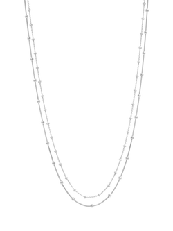 Simply Silver Polished Double Row Ball Chain Necklace, Silver, Silver