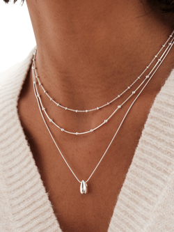 Simply Silver Polished Double Row Ball Chain Necklace, Silver - view 2, Silver