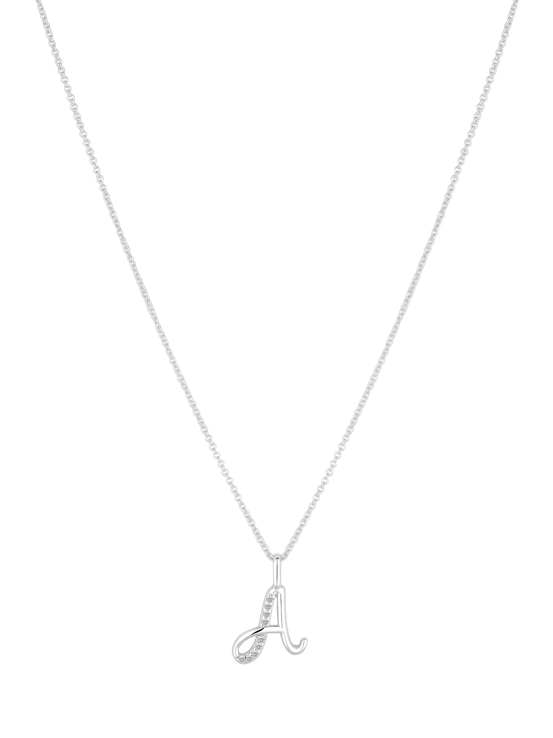 Product image 1 of 4, which shows Simply Silver Sterling Silver 925 Polished and Cubic Zirconia Initial 'A' Pendant