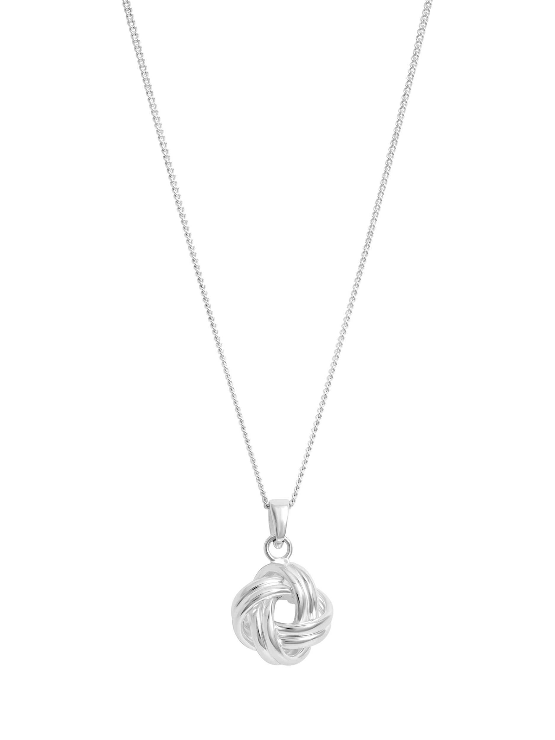 Simply Silver Polished Knotted Pendant Necklace Silver
