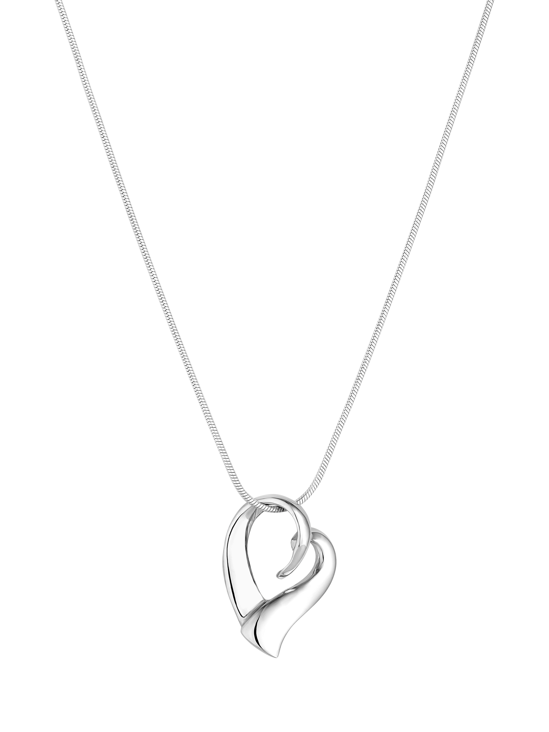 Product image 2 of 4, which shows Simply Silver Polished Open Tapered Heart Pendant Necklace, Silver