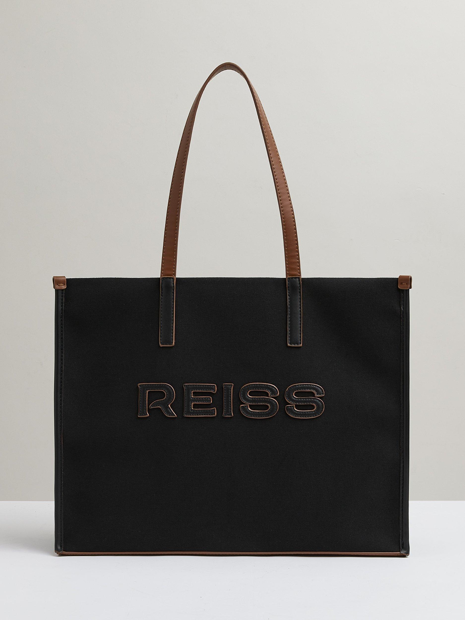 Product image 1 of 4, which shows Reiss Lola Canvas Shopper Bag, Black