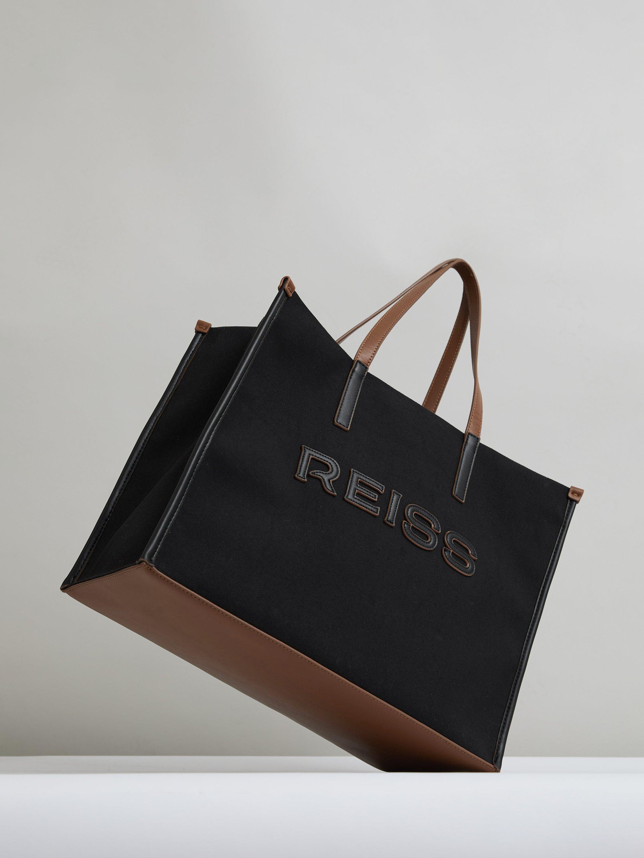 Product image 3 of 4, which shows Reiss Lola Canvas Shopper Bag, Black