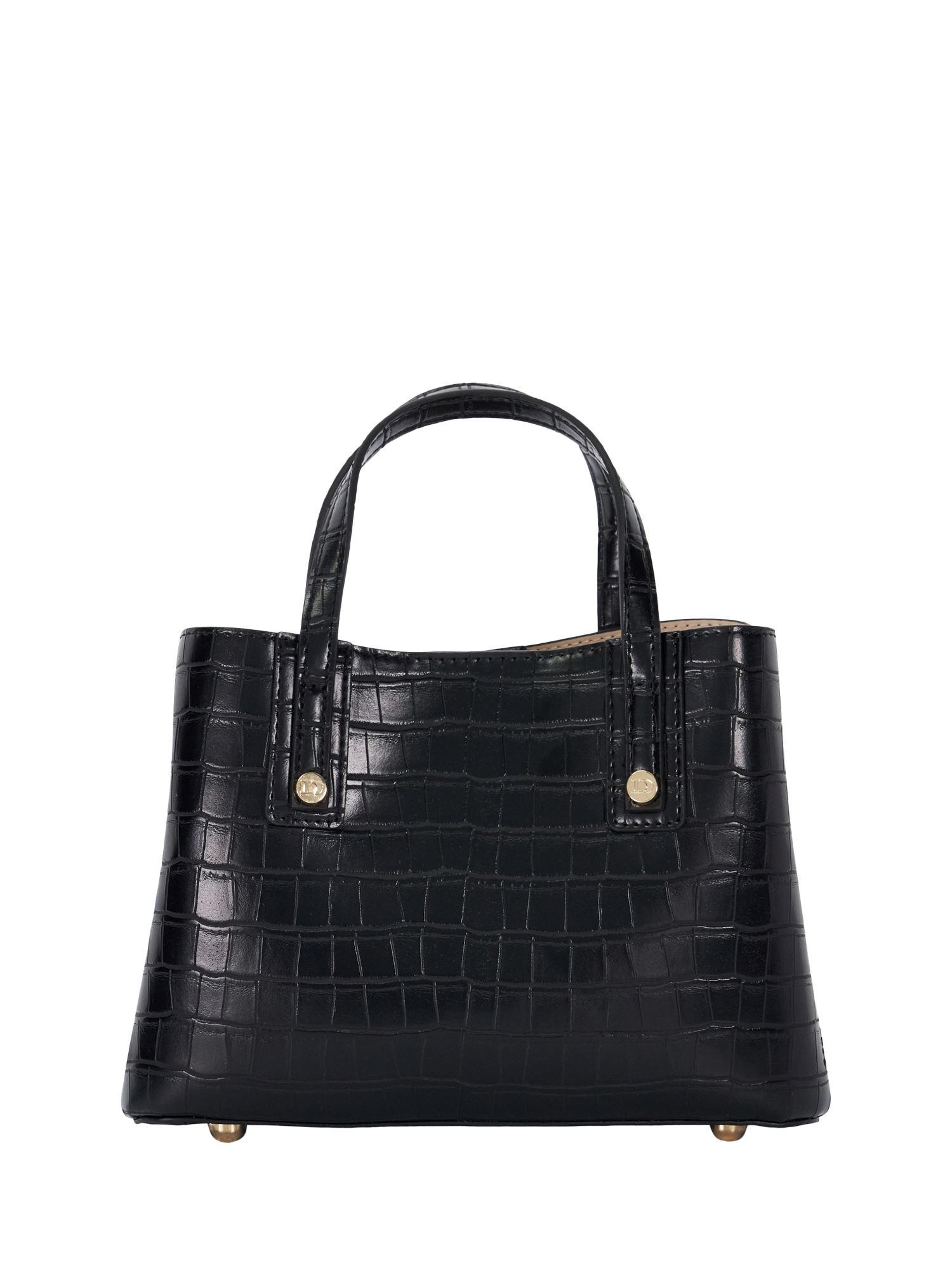 Product image 1 of 11, which shows Dune London Dinkydorrio Patent Croc Effect Tote Bag, Black