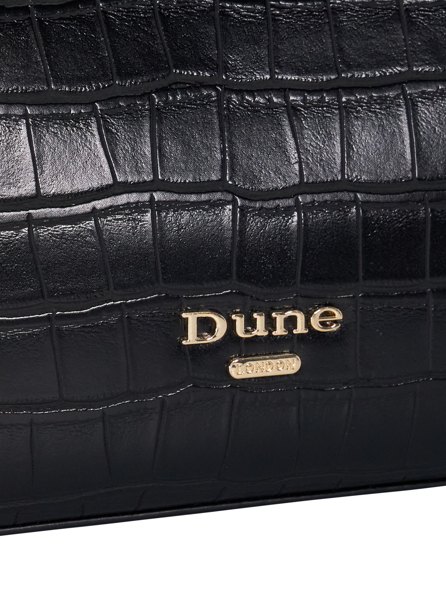 Product image 5 of 11, which shows Dune London Dinkydorrio Patent Croc Effect Tote Bag, Black