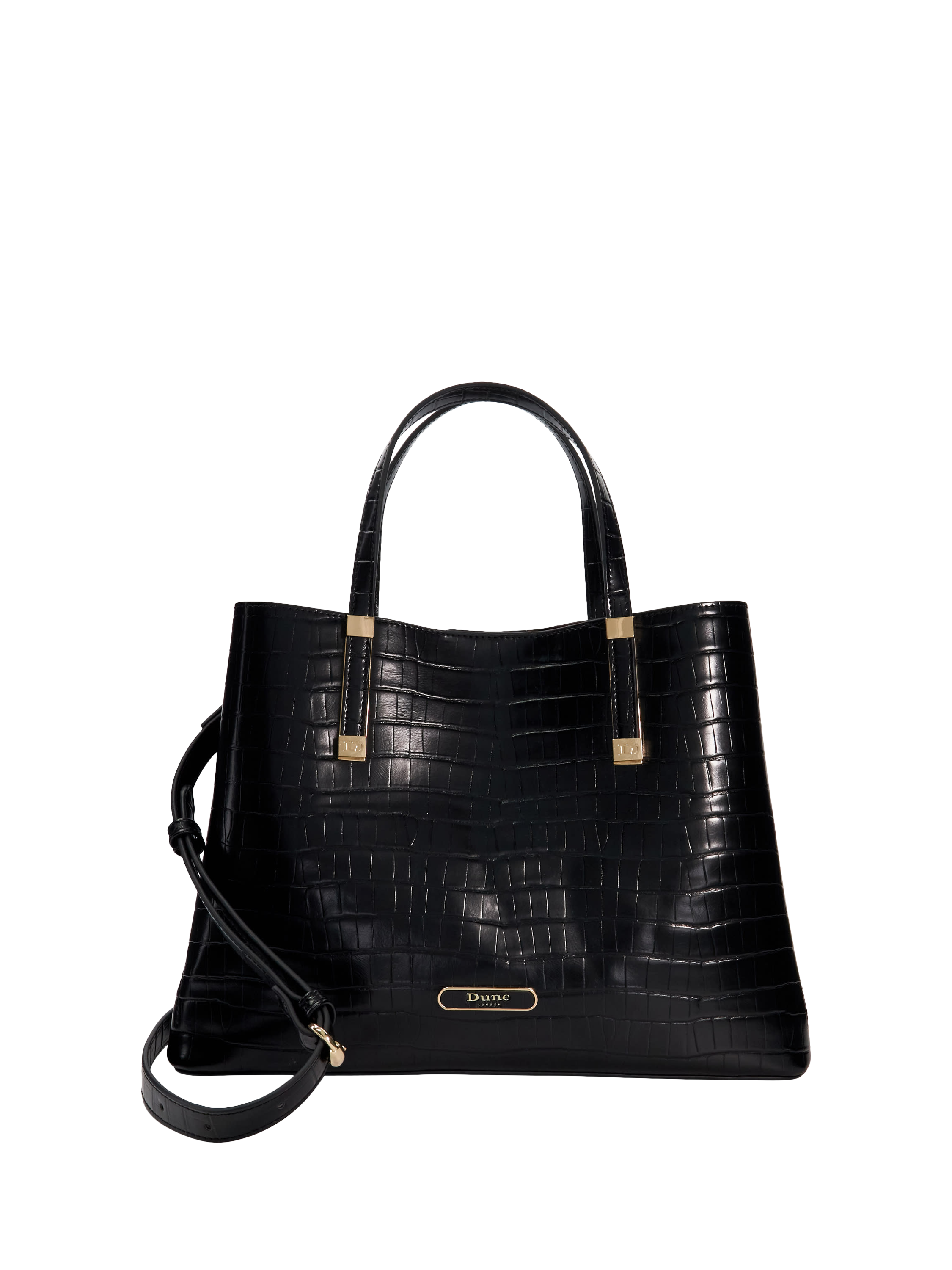 Dune Dorry Croc Effect Tote Bag Black