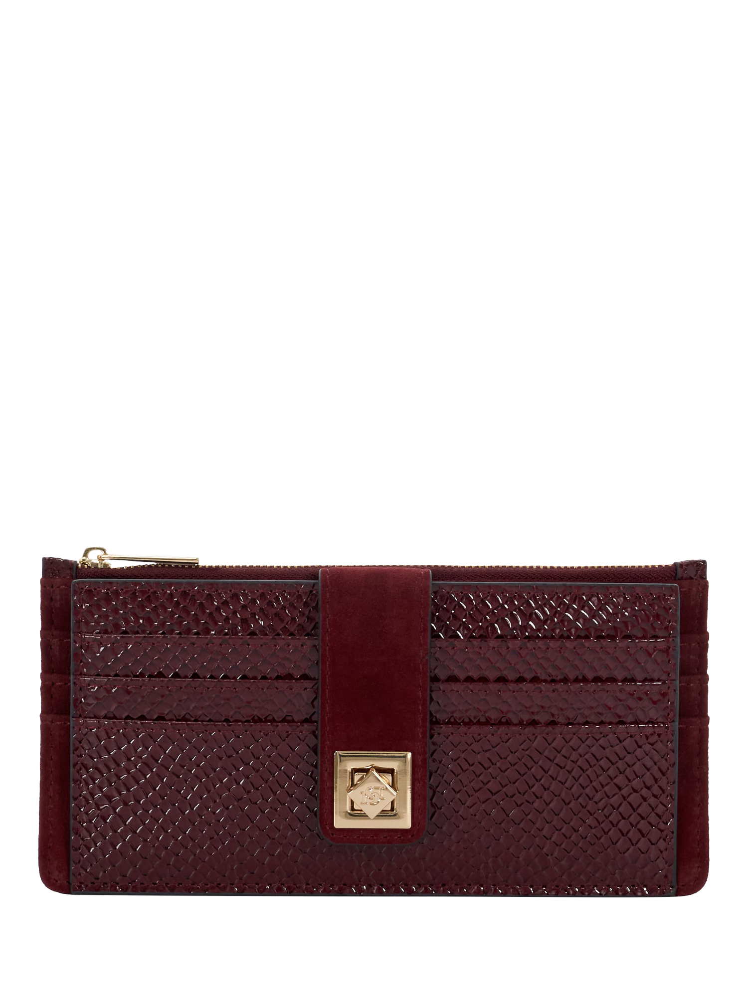 Dune London Karlos Reptile Effect Purse, Berry