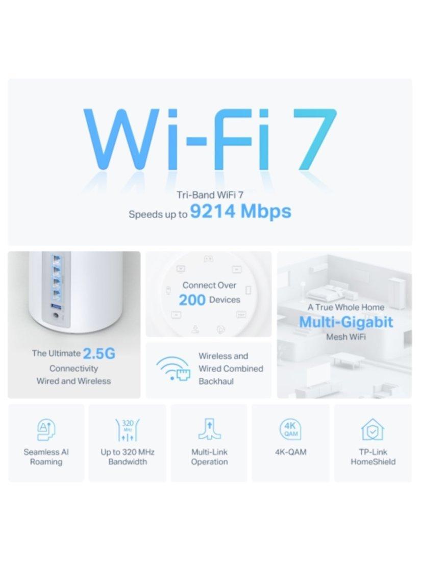 TP-Link Deco BE65 Whole Home Mesh Wi-Fi 7 System with Built-in