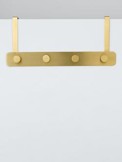 John Lewis Over The Door 4 Hook Hanging Rack, Gold