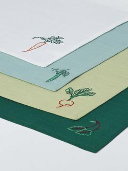 John Lewis X Deliciously Ella Embroidered Cotton Napkins, Set of 4 - view 2, Multi