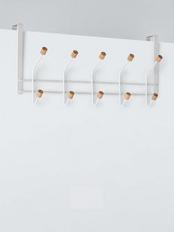 John Lewis Over the Door 5 Hook Set, White - view 2, White/Natural