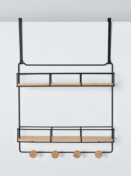 John Lewis Over the Door Organiser, Black, Black/Natural