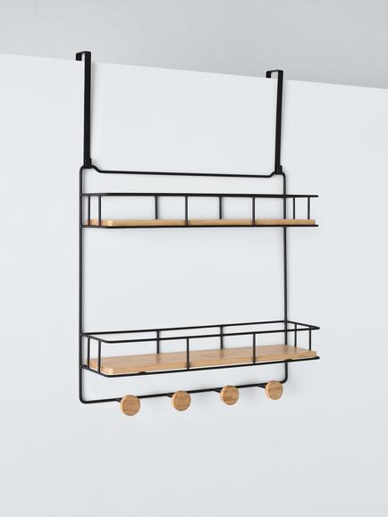 John Lewis Over the Door Organiser, Black - view 2, Black/Natural