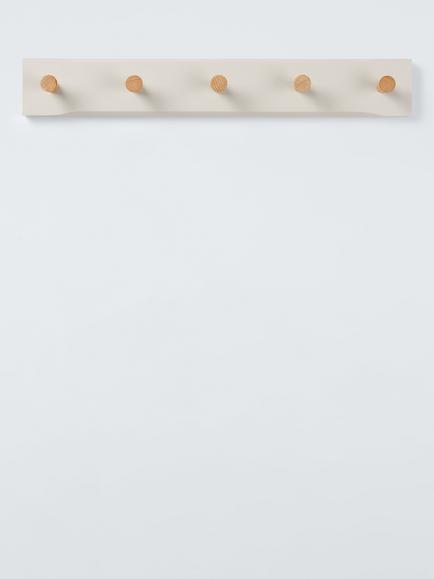 John Lewis Shaker 5 Hook Hanging Rack, FSC-Certified (Ash Wood), Linen