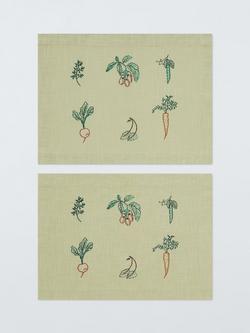 John Lewis X Deliciously Ella Cotton Placemat, Set of 2, Green, Green