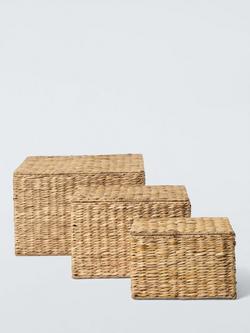 John Lewis Bulrush Nesting Lidded Storage Basket, Set of 3 - view 2, Natural