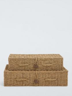 John Lewis Seagrass Lidded Nesting Under Bed Storage Baskets, Set of 2, Natural - view 2, Natural