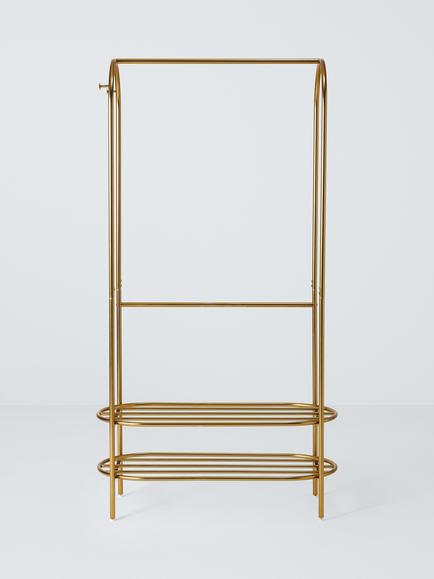 John Lewis Curved Metal Clothes Rail, Gold - view 2, Gold