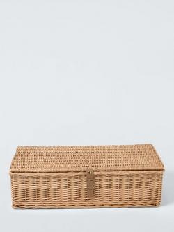 John Lewis Underbed Willow Storage Basket with Leather Strap, Natural - view 2, Light Natural