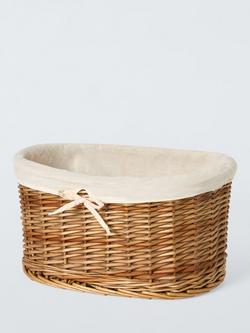 John Lewis Oval Willow Storage Basket, Natural, Small, Dark Brown