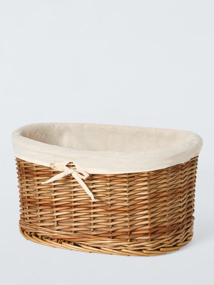 John Lewis Oval Willow Storage Basket, Natural, Small, Dark Brown