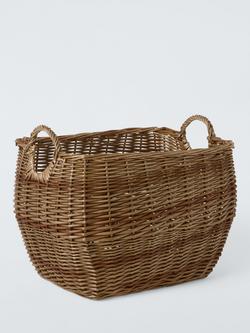 John Lewis Wicker Log Basket, Large, Dark Brown