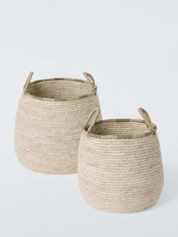 John Lewis Maize Storage Basket, Set of 2, Natural/Avocado - view 2, Avocado