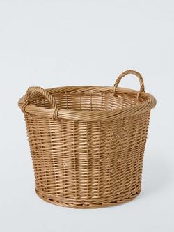 John Lewis Woven Willow Round Log Basket, Light Natural, Light Natural