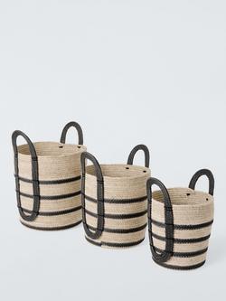 John Lewis Maize Storage Basket, Set of 3, Natural/Black, Natural/Black