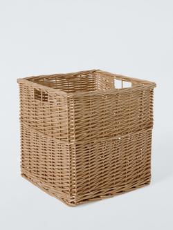 John Lewis Square Woven Willow Basket, Light Natural, Large, Light Natural