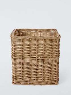 John Lewis Square Woven Willow Basket, Light Natural, Large - view 2, Light Natural