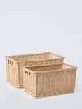 John Lewis Willow Rectangular Basket, Natural, Set of 2