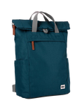 ROKA London Finchley A Recycled Canvas Rolltop Backpack, 15L, Teal