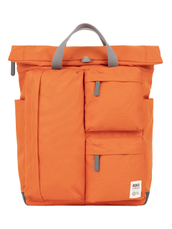 ROKA London Waterhouse Recycled Canvas Rolltop Backpack, 16.4L, Atomic Orange