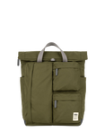 ROKA London Waterhouse Recycled Canvas Rolltop Backpack, 16.4L, Moss
